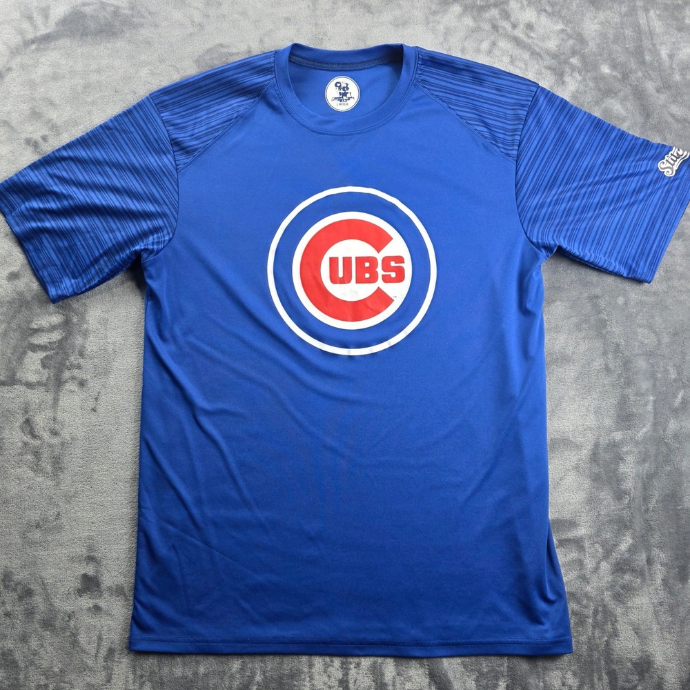 Stitches Chicago Cubs Shirt Mens Large Blue MLB Baseball‎ Performance Tee
